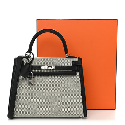 Hermes Toile H Swift Kelly Sellier 25 Ecru Black 10 of 10