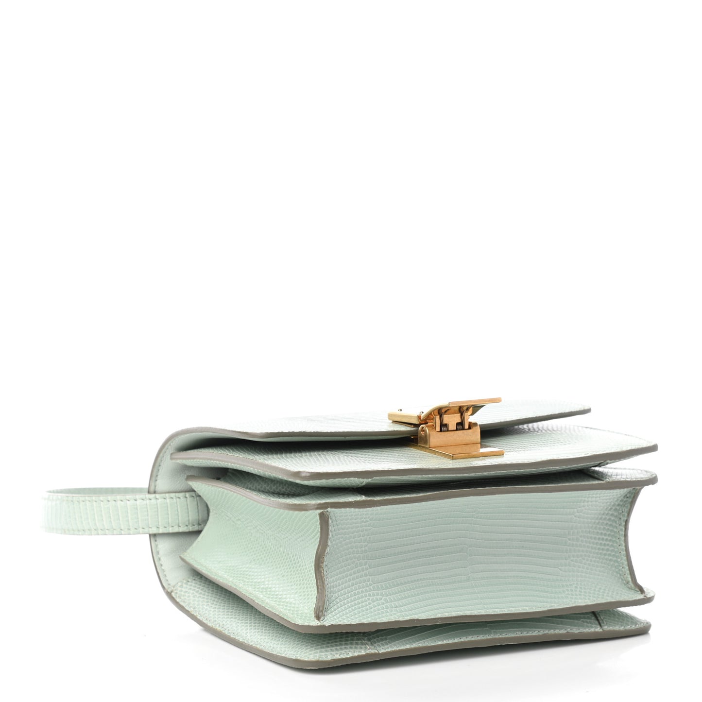 Lizard Small Classic Box Flap Bag Pastel Green