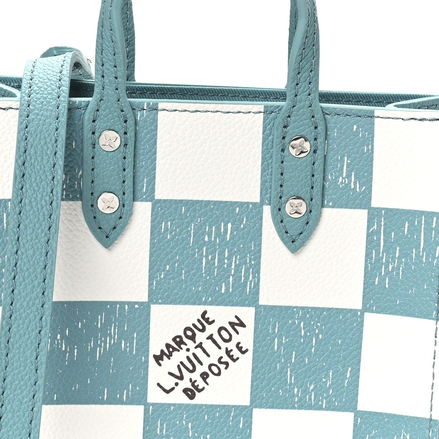 Louis Vuitton Calfskin Damier Sac Plat XS Blue Teal 7 of 9