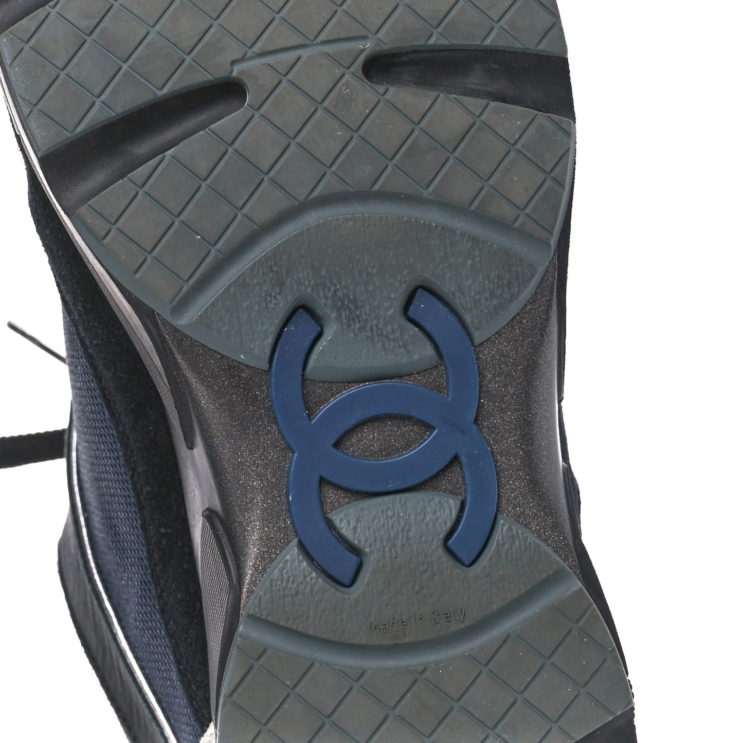 Canvas Suede Calfskin Womens CC Sneakers 40 Dark Blue