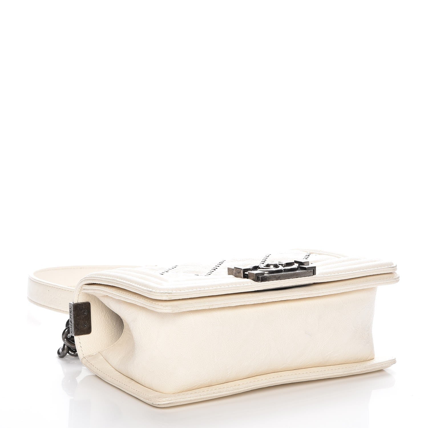 Chanel Crumpled Lambskin Small Studded Boy Flap Ecru 4 of 8