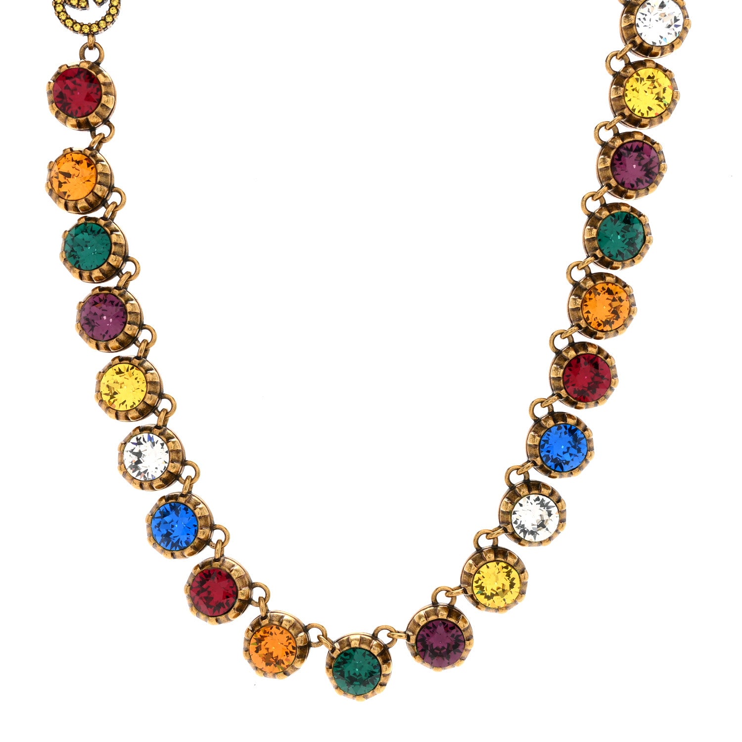 Gucci Crystal Butterfly Necklace Aged Gold Multicolor 1 of 7