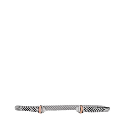 David Yurman Sterling Silver 18K Rose Gold 4mm Cable Classics Bracelet 1 of 3