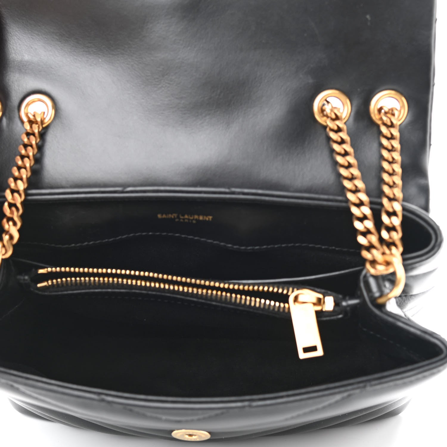 Saint Laurent Calfskin Y Quilted Monogram Small Loulou Chain Satchel Black 5 of 12