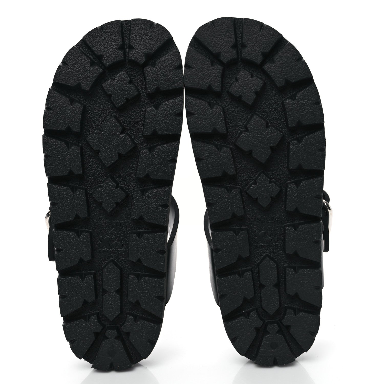 Prada EVA Rubber Buckled Lug Sole 20mm Thong Sandals 38 Black 5 of 10