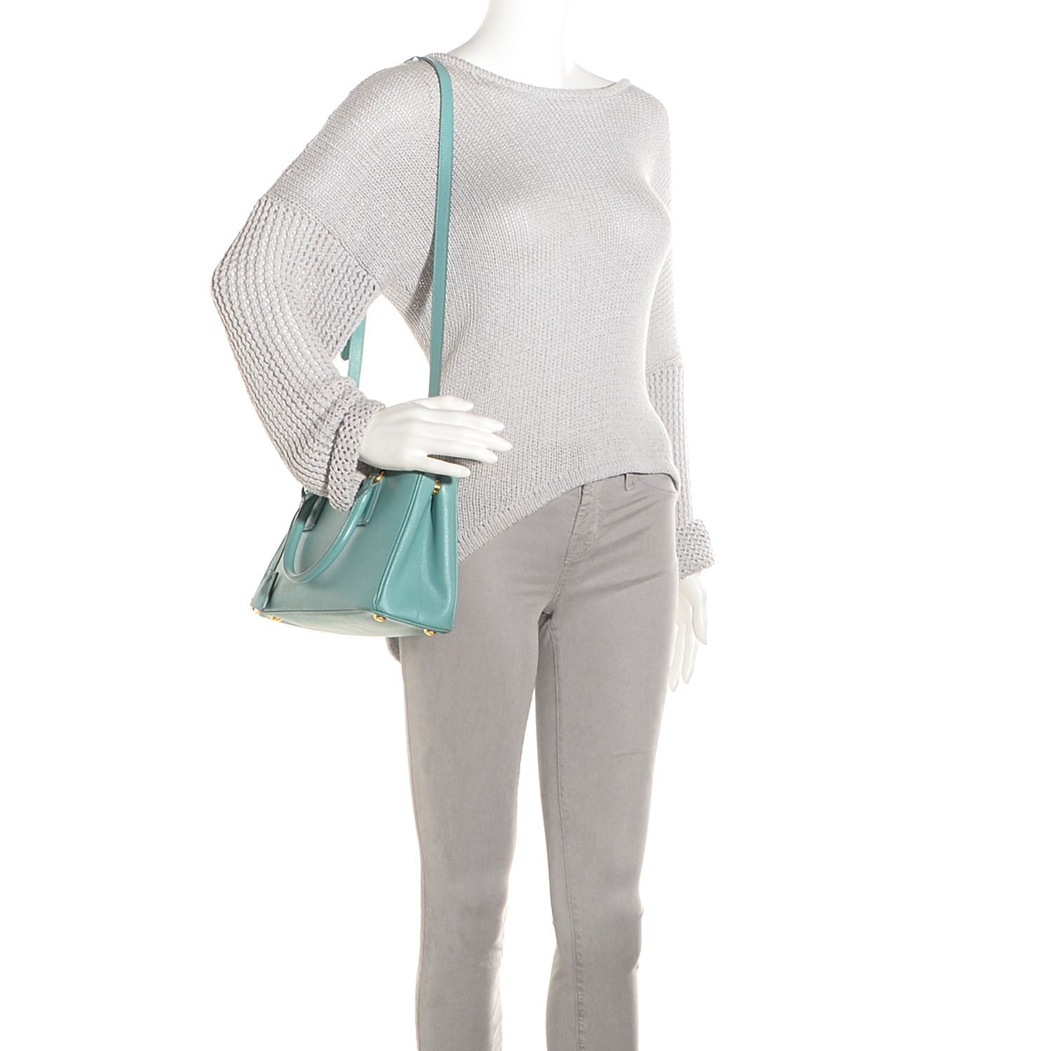 Prada Saffiano Lux Mini Galleria Double Zip Tote Anice 3 of 10