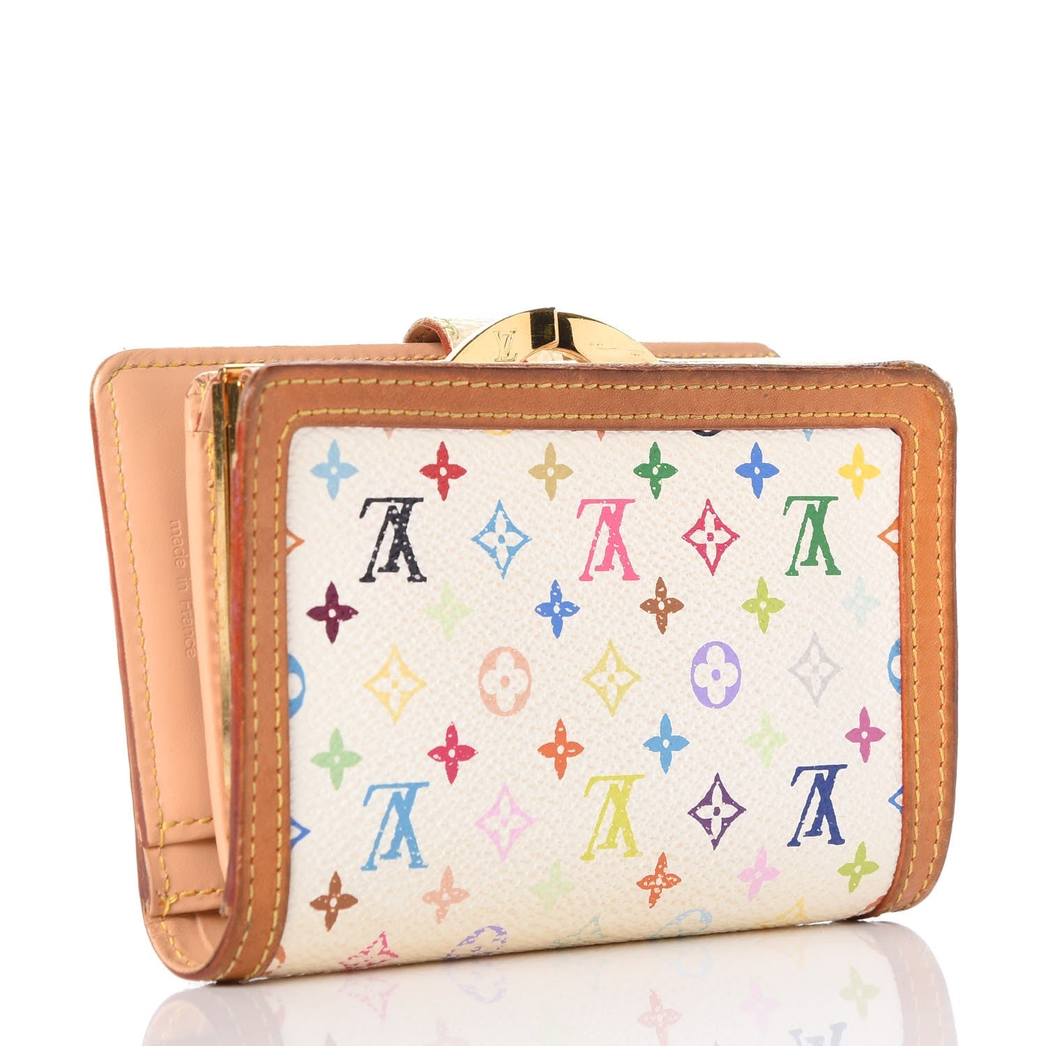 Louis Vuitton Monogram Multicolor French Purse Wallet White 3 of 13