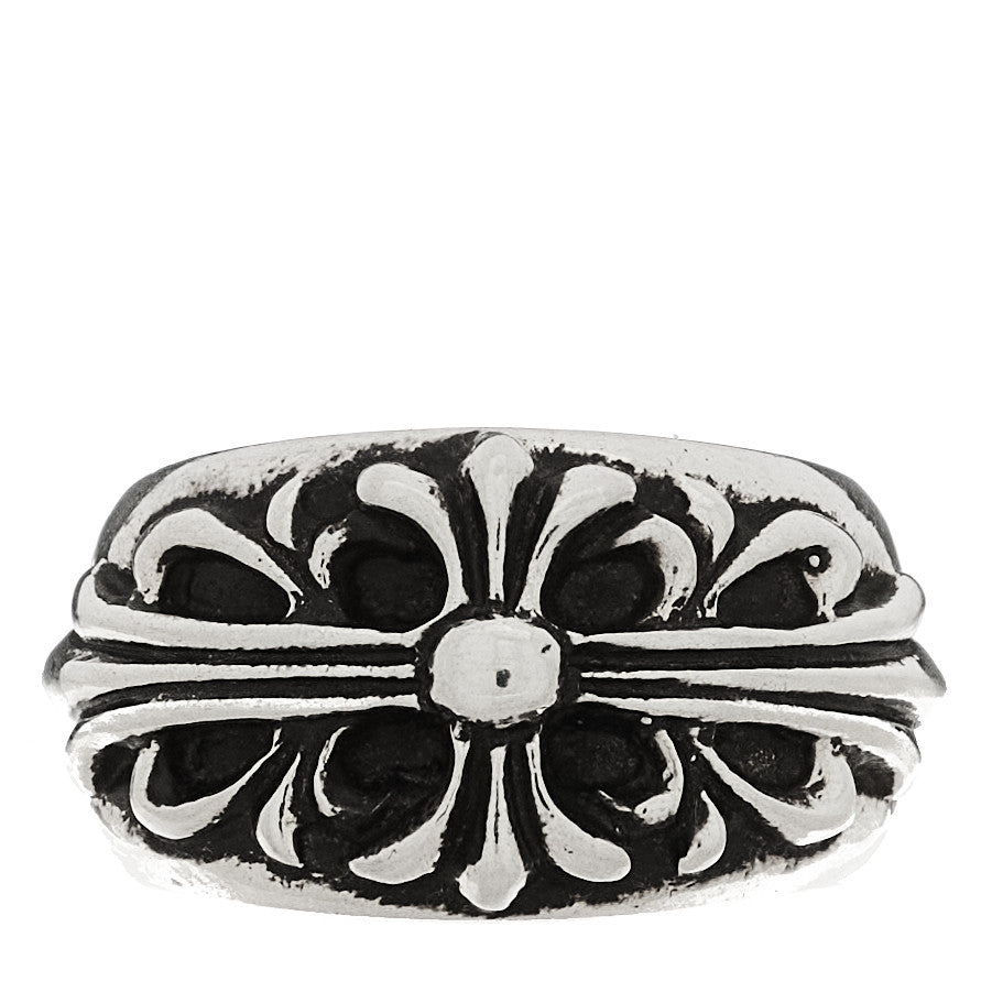 Sterling Silver Double Floral Cross Ring 56 7.75