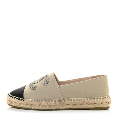 Chanel Canvas Grosgrain CC Espadrilles 38 Light Green Black 1 of 7