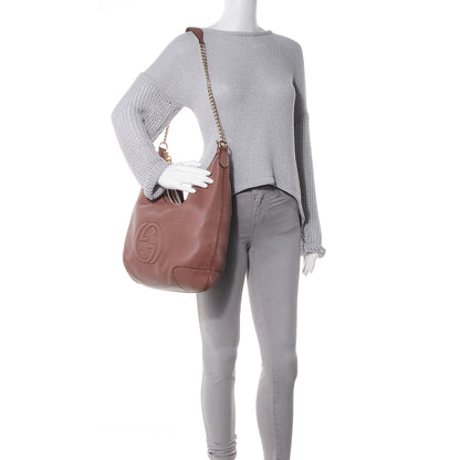 Gucci Calfskin Medium Soho Chain Hobo Pink Tan 2 of 7