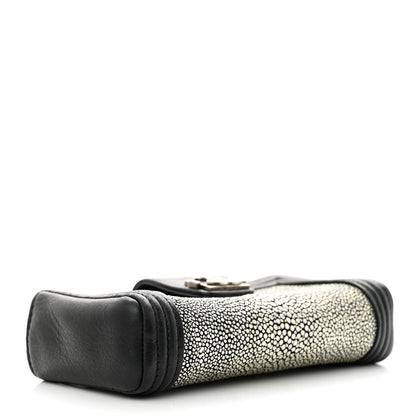 Chanel Metallic Galuchat Stingray Lambskin Mini Clutch With Removable Chain Black 4 of 11