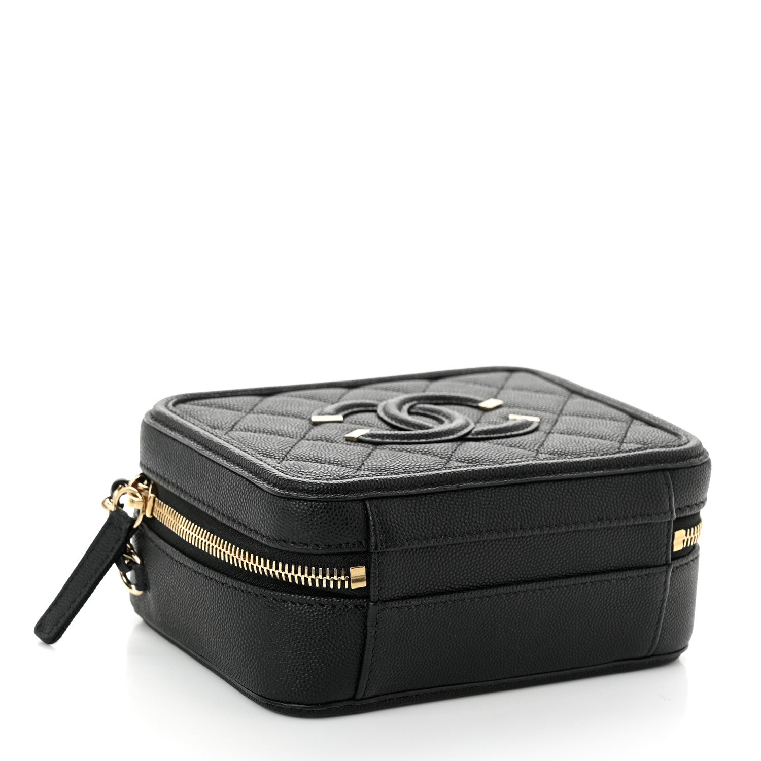 Chanel Caviar Quilted Small CC Filigree Vanity Case Black 4 of 10