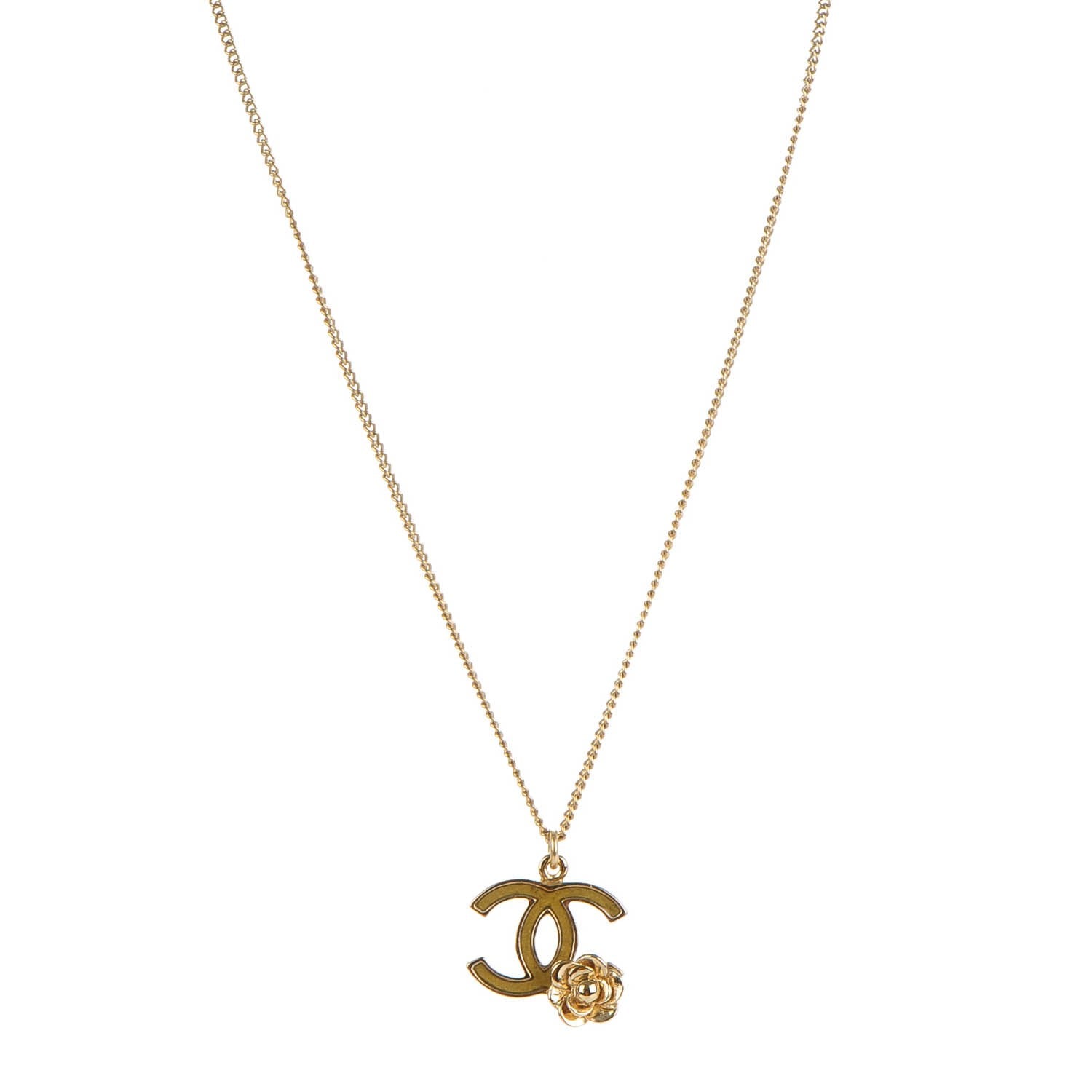 Chanel Enamel CC Camellia Necklace Gold 1 of 5