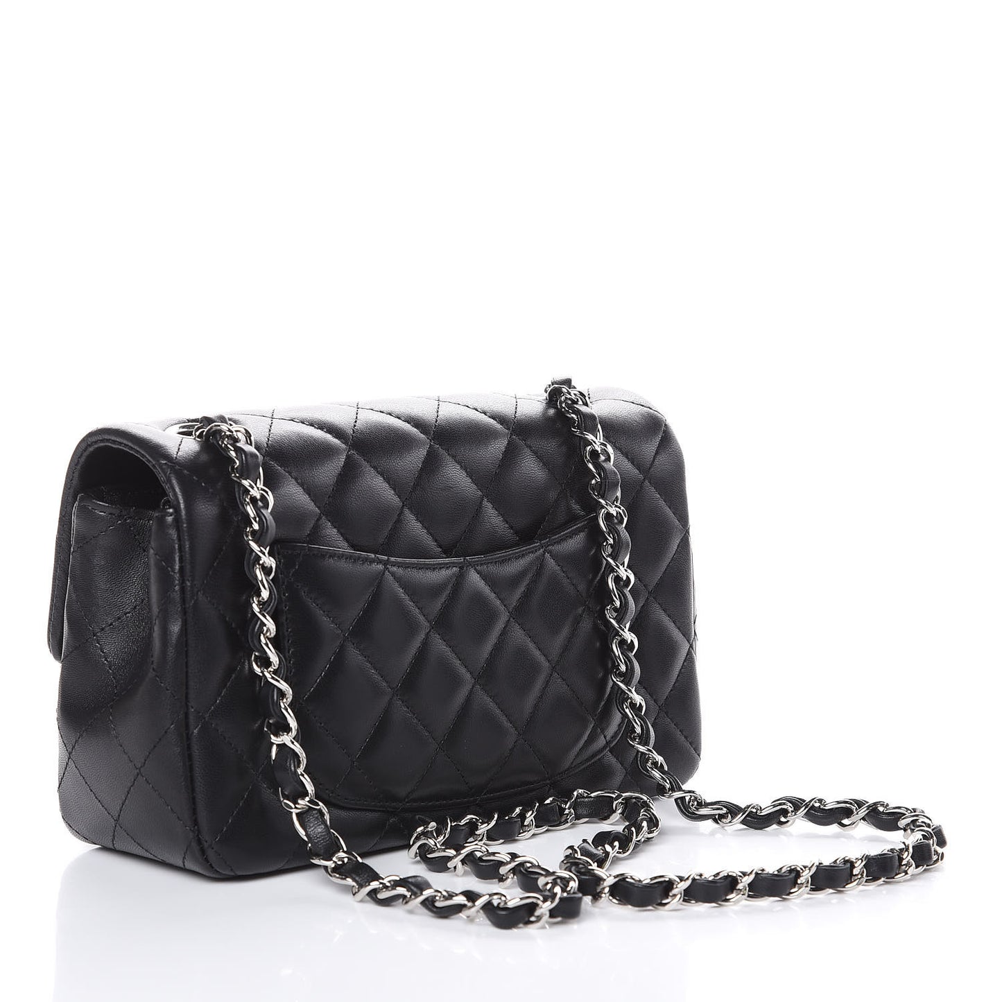 Lambskin Quilted Mini Rectangular Flap Black