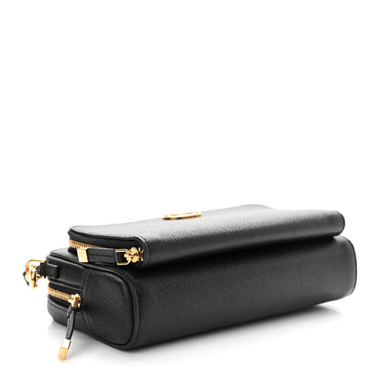 Christian Dior Grained Calfskin Caro Double Pouch Black 4 of 13