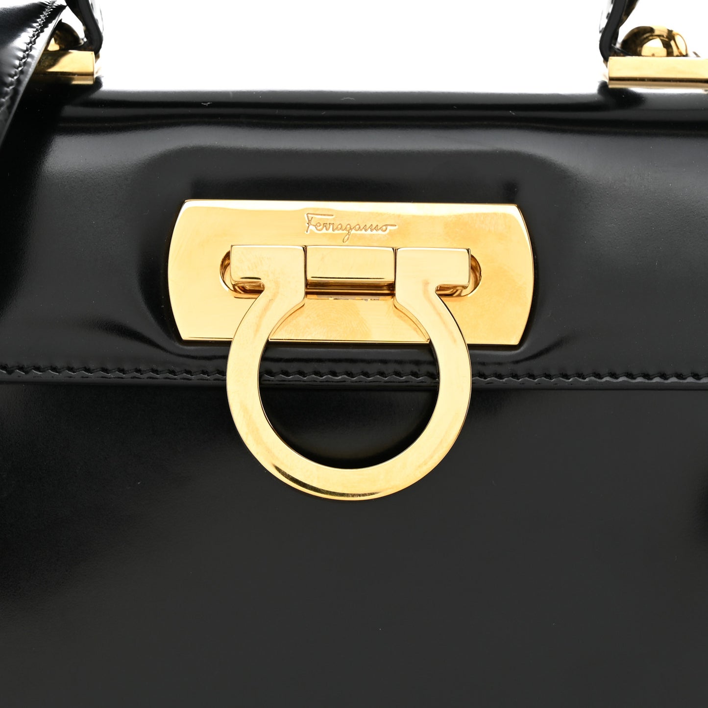 Brushed Off Calfskin Iconic Top Handle Bag Black