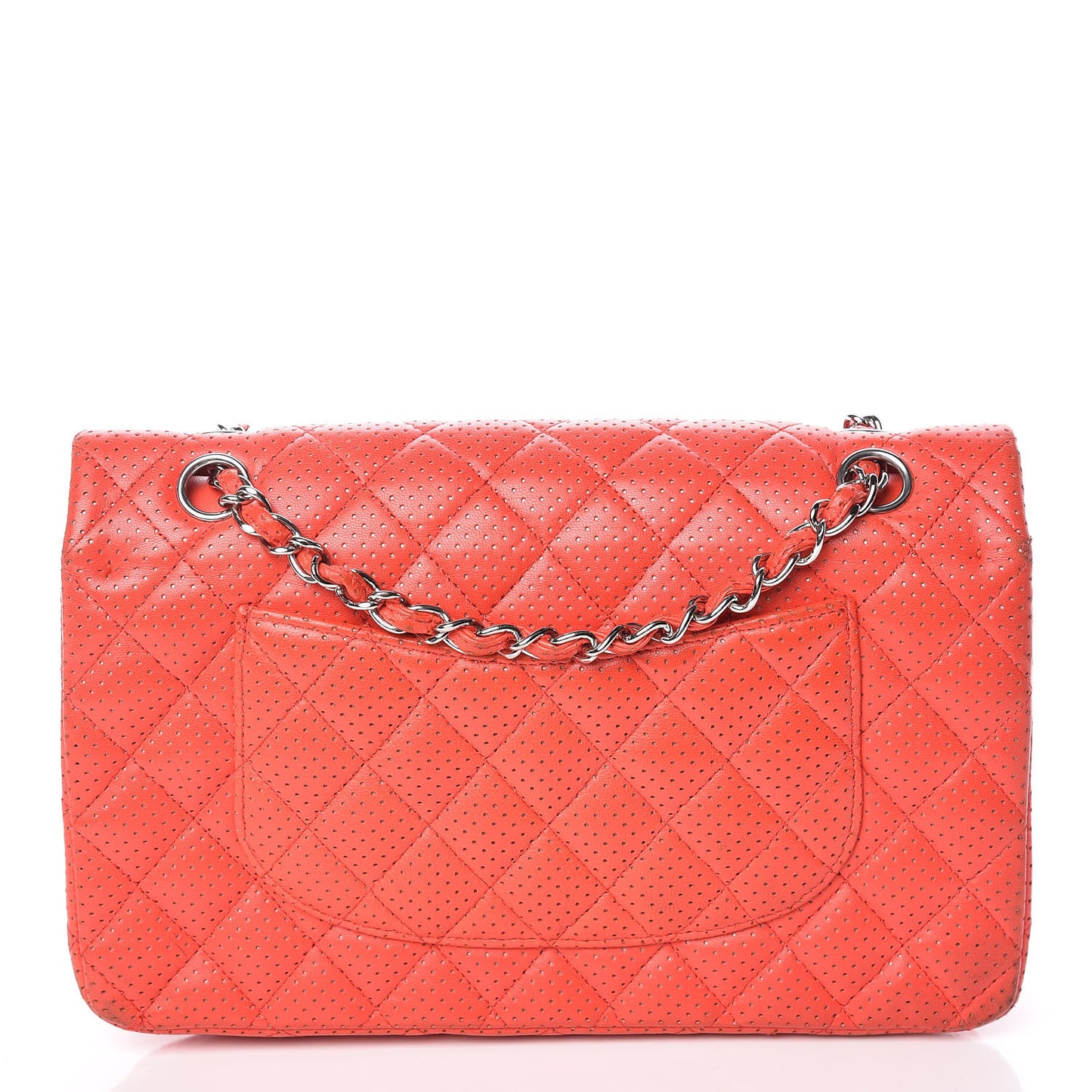 Lambskin Perforated Medium Double Flap Red
