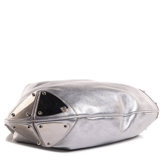 Gucci Leather Large Indy Top Handle Hobo Silver 4 of 7