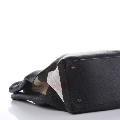 Burberry Grainy Calfskin House Check Medium Maidstone Black 5 of 8