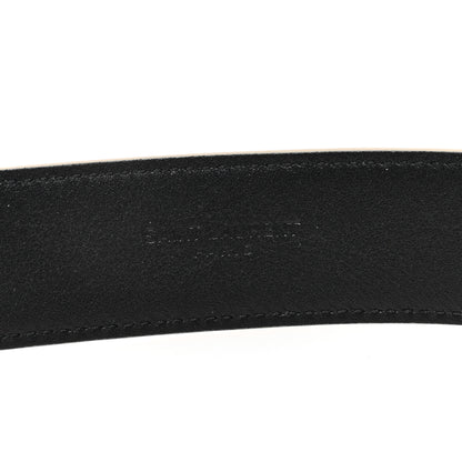 Saint Laurent Smooth Calfskin Monogram Square Buckle Belt 70 28 Dark Beige 3 of 5