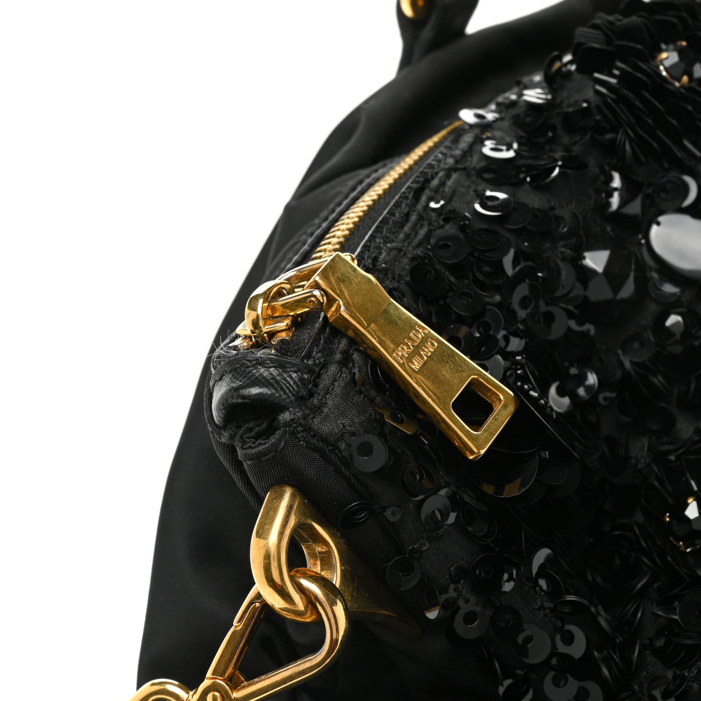 Nylon Sequin Tote Black