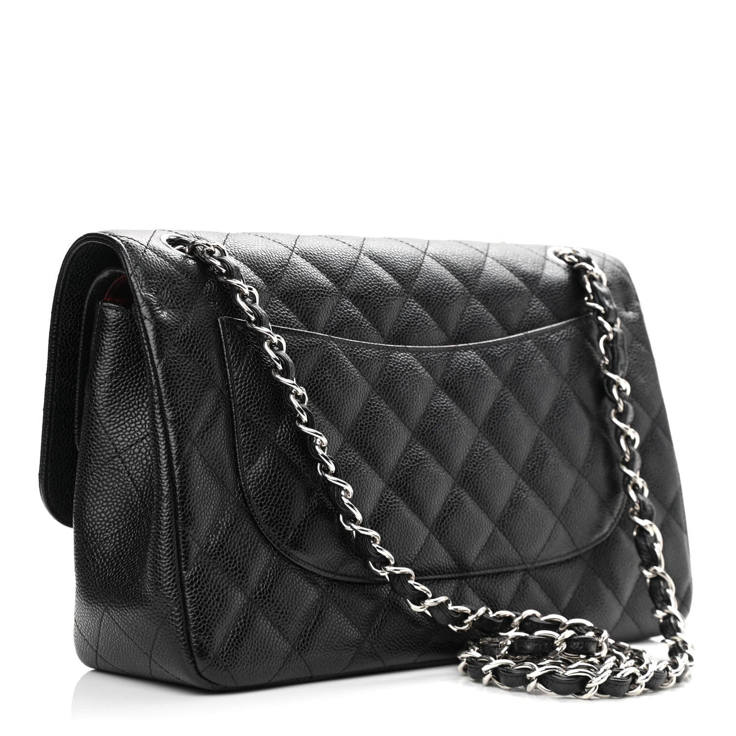 Caviar Quilted Jumbo Double Flap Black