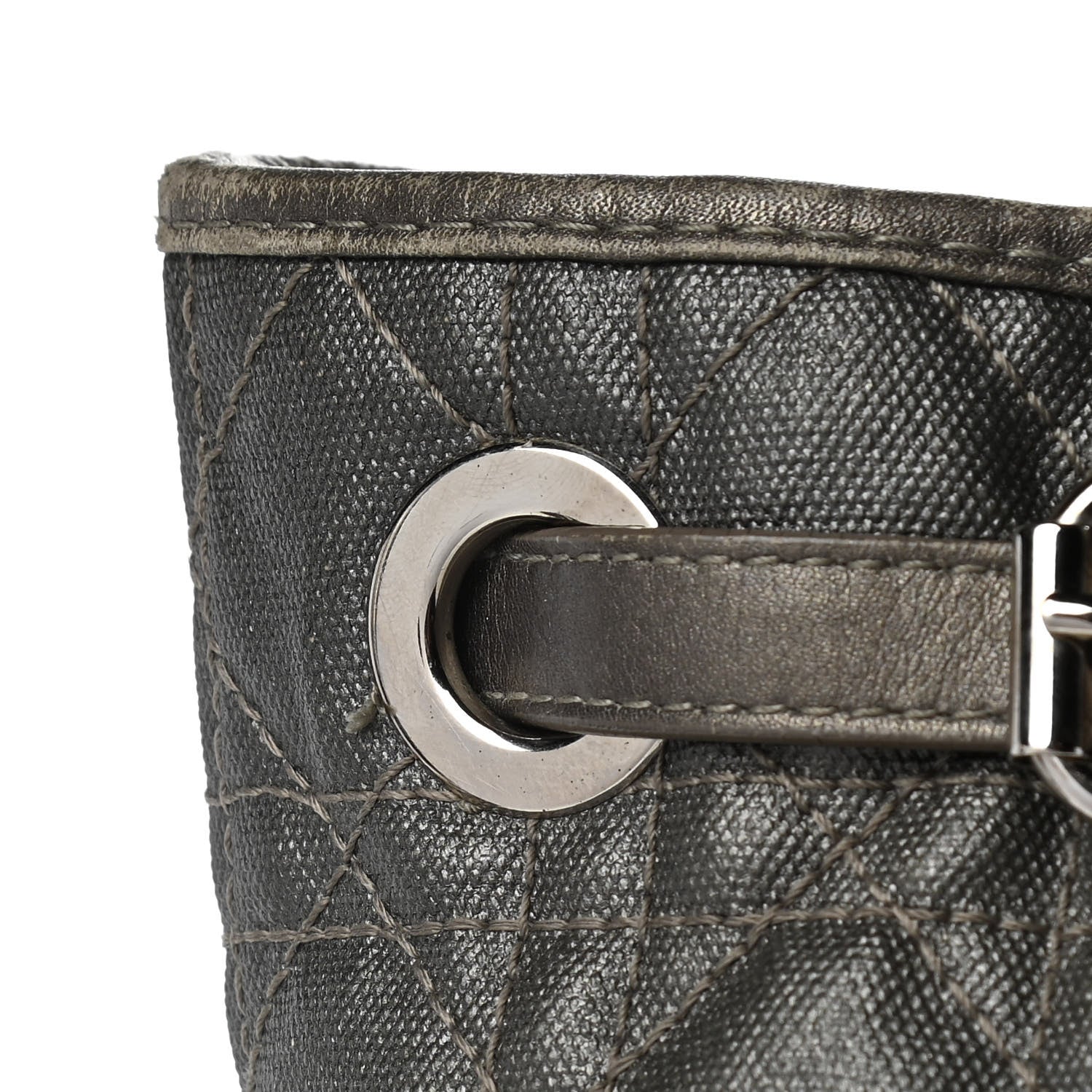 Christian Dior Coated Canvas Cannage Medium Panarea Tote Grey 16 of 17
