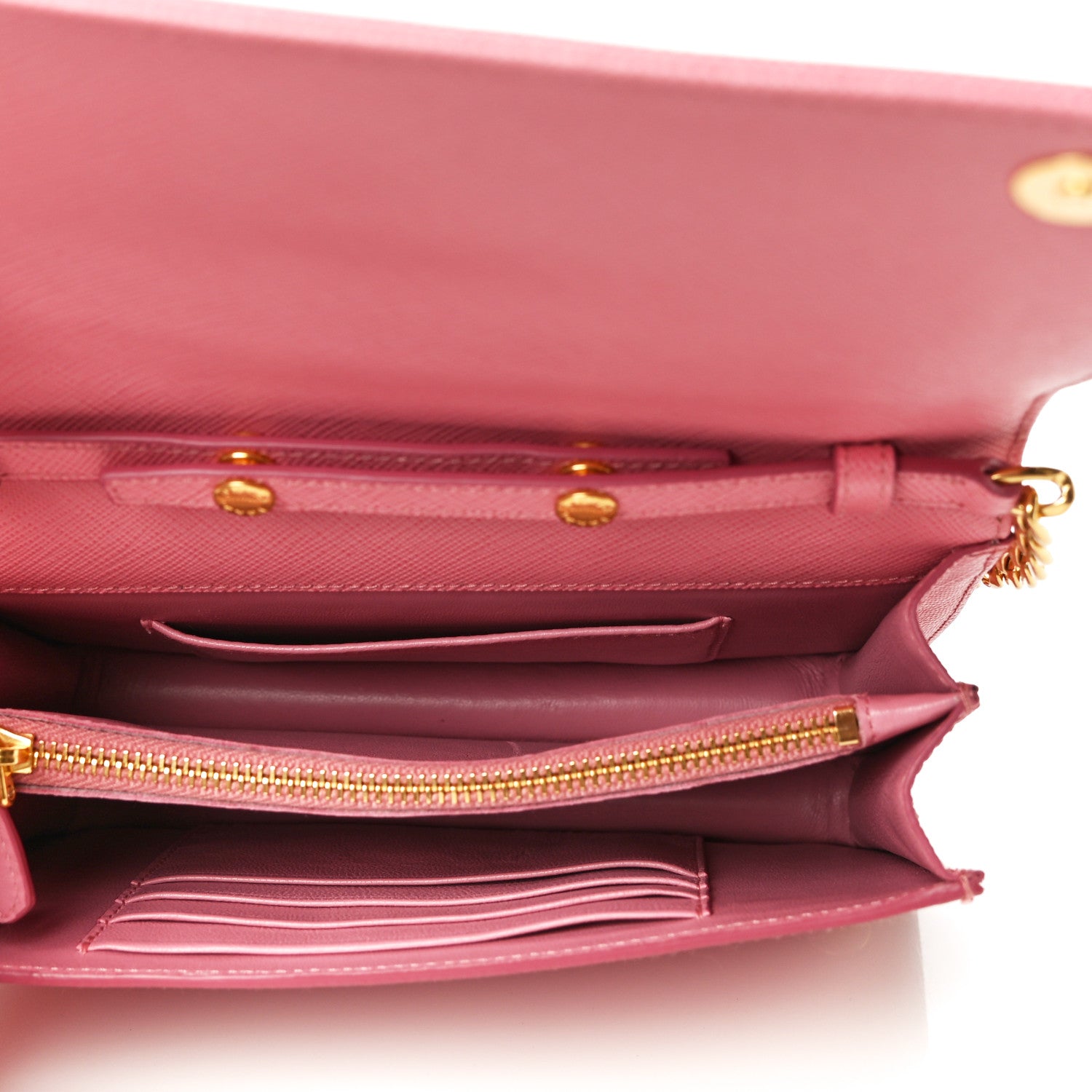 Prada Saffiano Lux Chain Wallet Petalo 5 of 9