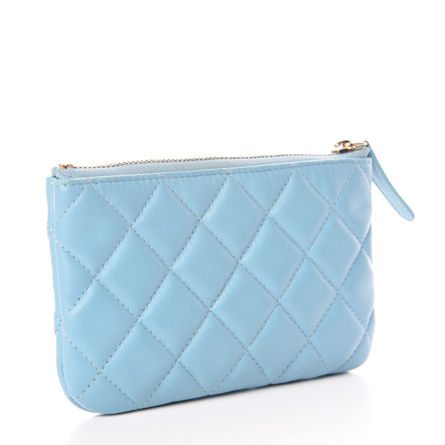 Lambskin Quilted Small Cosmetic Case Blue