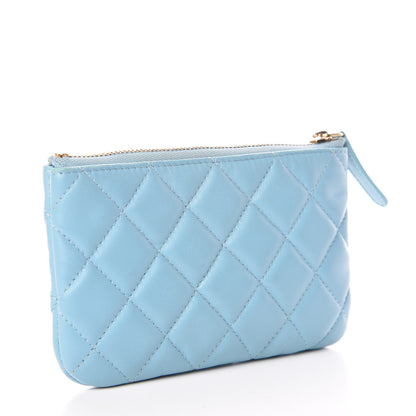 Chanel Lambskin Quilted Small Cosmetic Case Blue 3 of 9