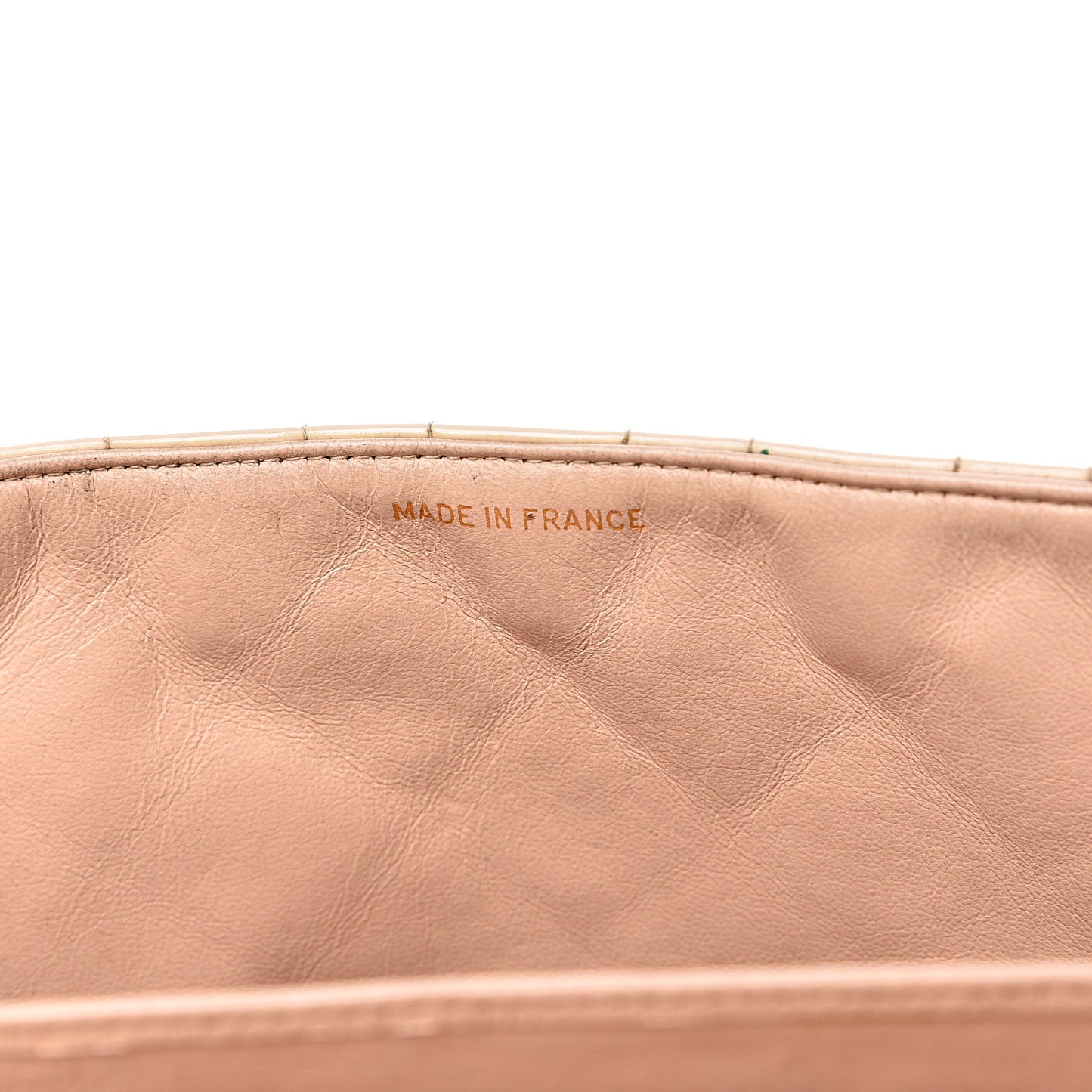 Patent Quilted Jumbo XL Chain Around Flap Beige