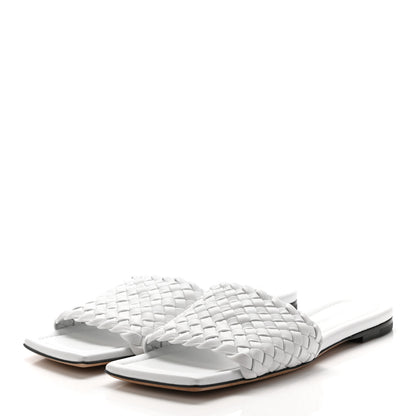 Bottega Veneta Nappa Intrecciato Squared Toe Flat Sandals 38 White 3 of 8