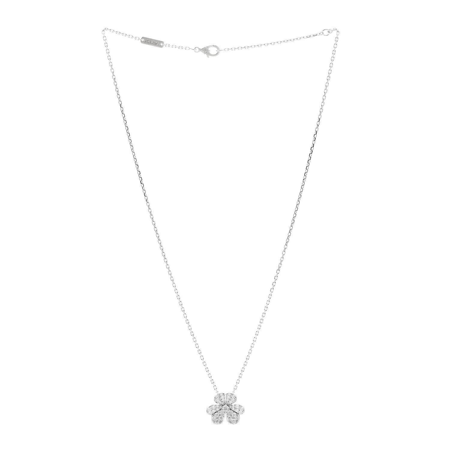 Van Cleef & Arpels 18K White Gold Diamond Small Frivole Pendant Necklace 3 of 6
