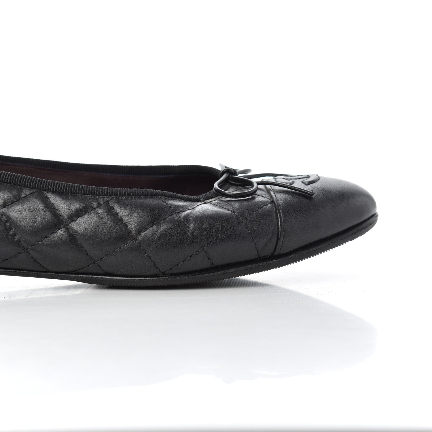 Chanel Aged Calfskin Quilted CC Cap Toe Ballerina Flats 39.5 Black 18 of 21