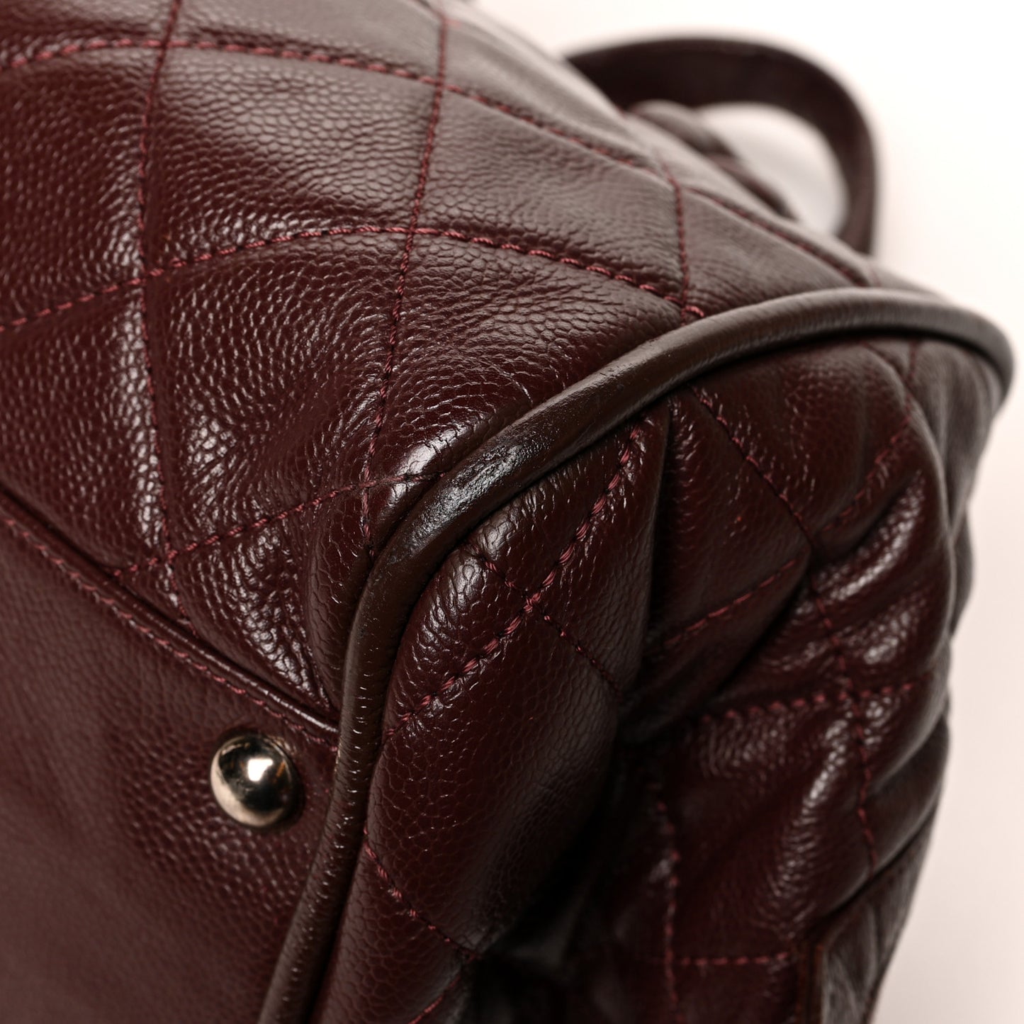 Caviar Quilted CC Timeless Bowler Burgundy
