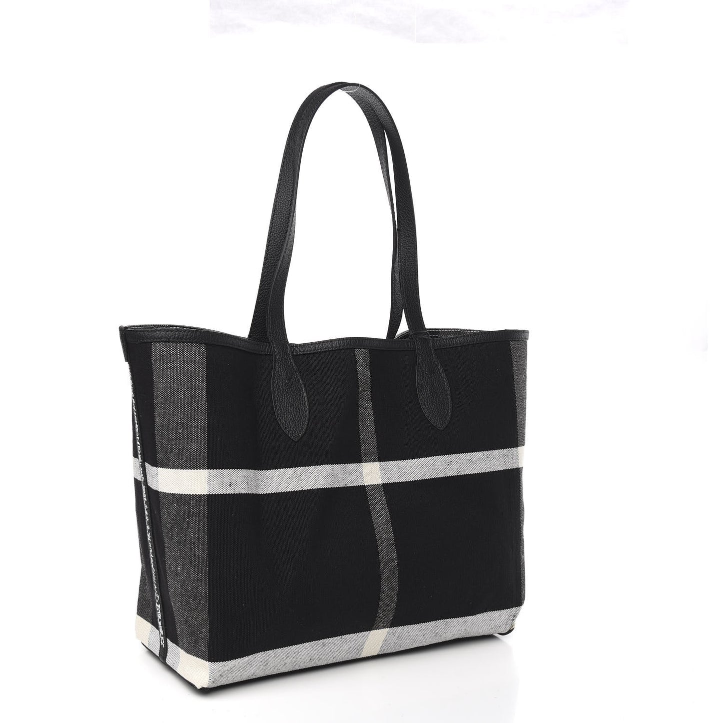 Coated Canvas Mega Check Medium Doodle Tote Black White