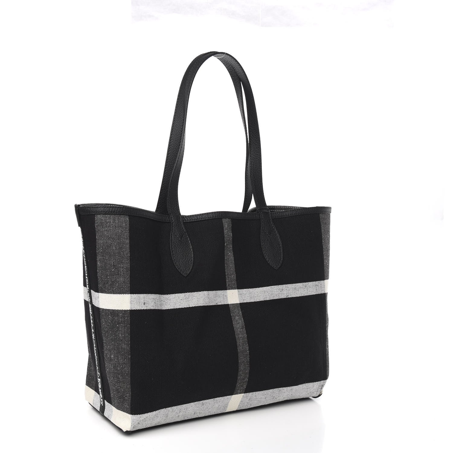Burberry Coated Canvas Mega Check Medium Doodle Tote Black White 6 of 12