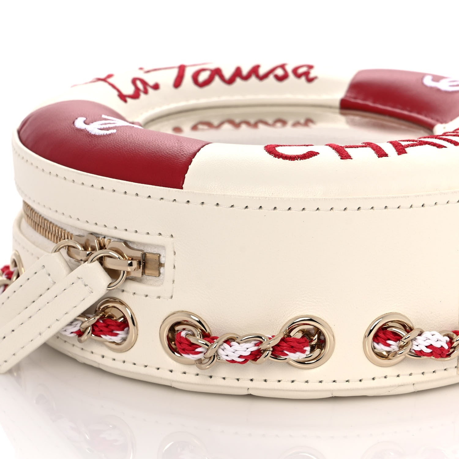 Chanel Lambskin Coco Lifesaver Round Bag Red White 8 of 11