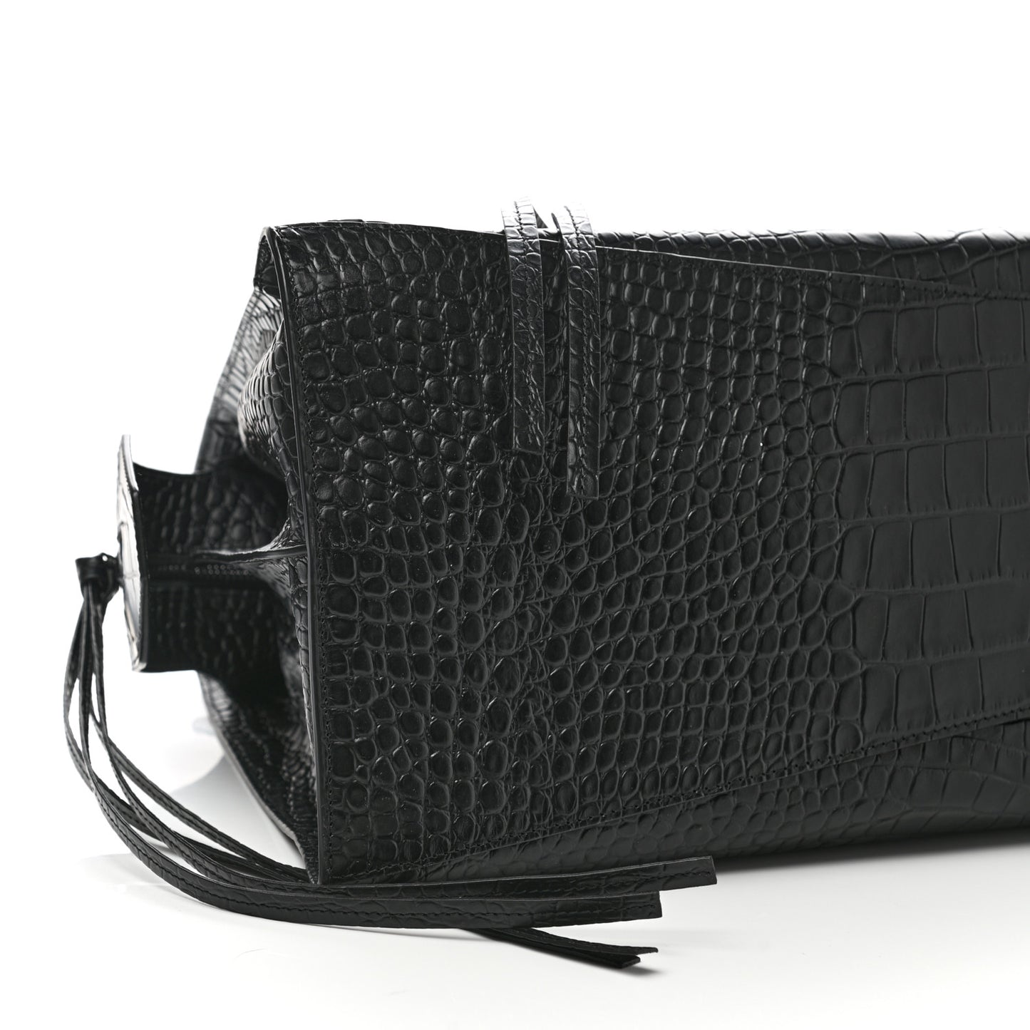 Semi Matte Calfskin Crocodile Embossed Neo Classic Black Hardware Large City Black