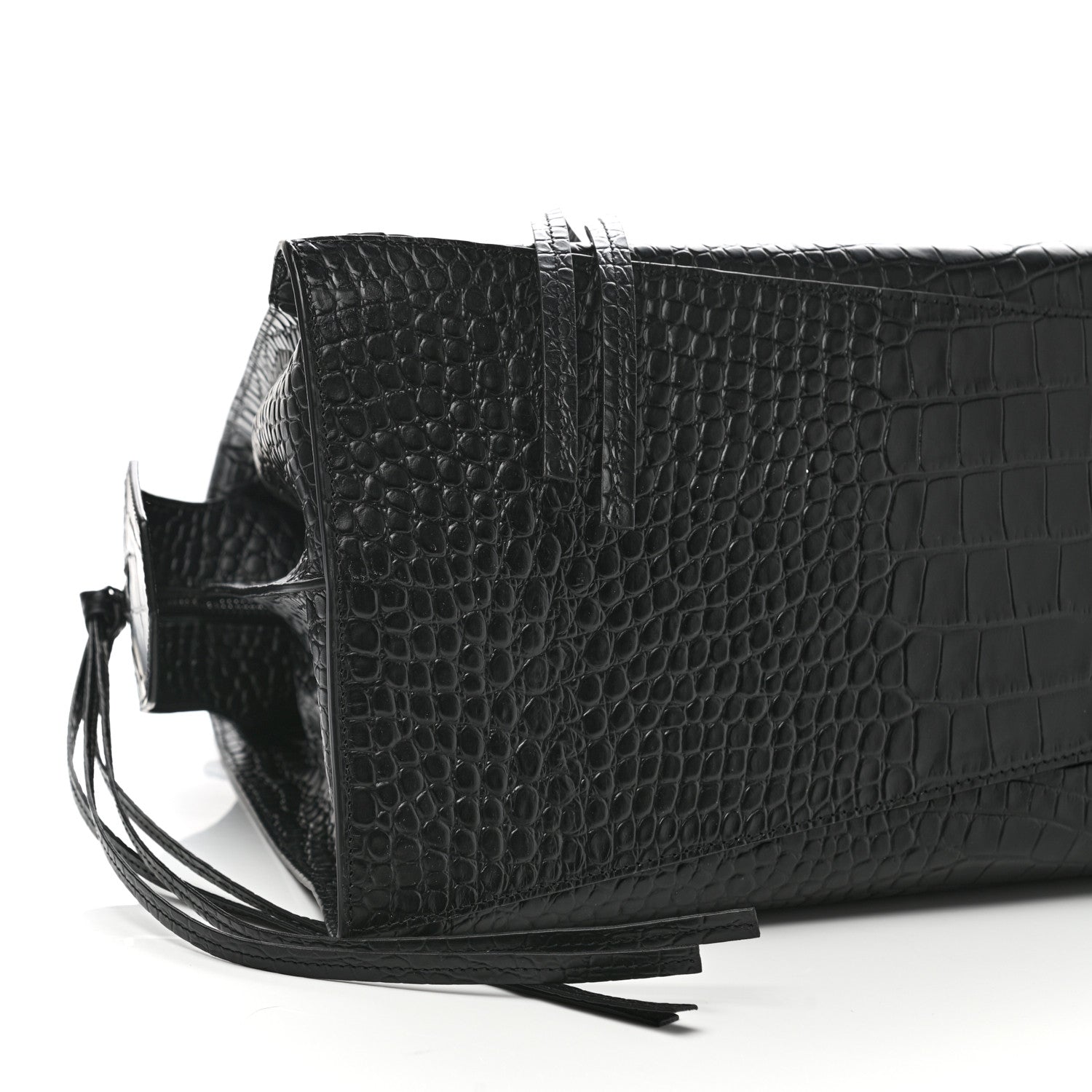 Balenciaga Semi Matte Calfskin Crocodile Embossed Neo Classic Black Hardware Large City Black 7 of 9