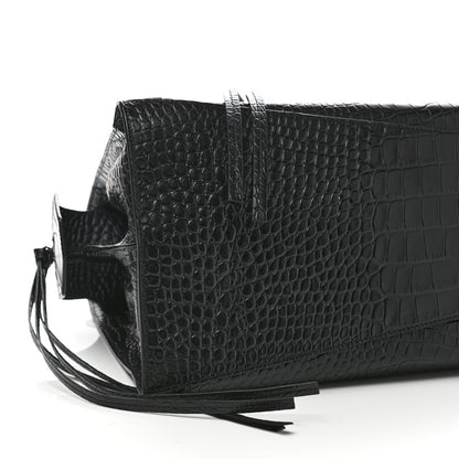 Balenciaga Semi Matte Calfskin Crocodile Embossed Neo Classic Black Hardware Large City Black 7 of 9
