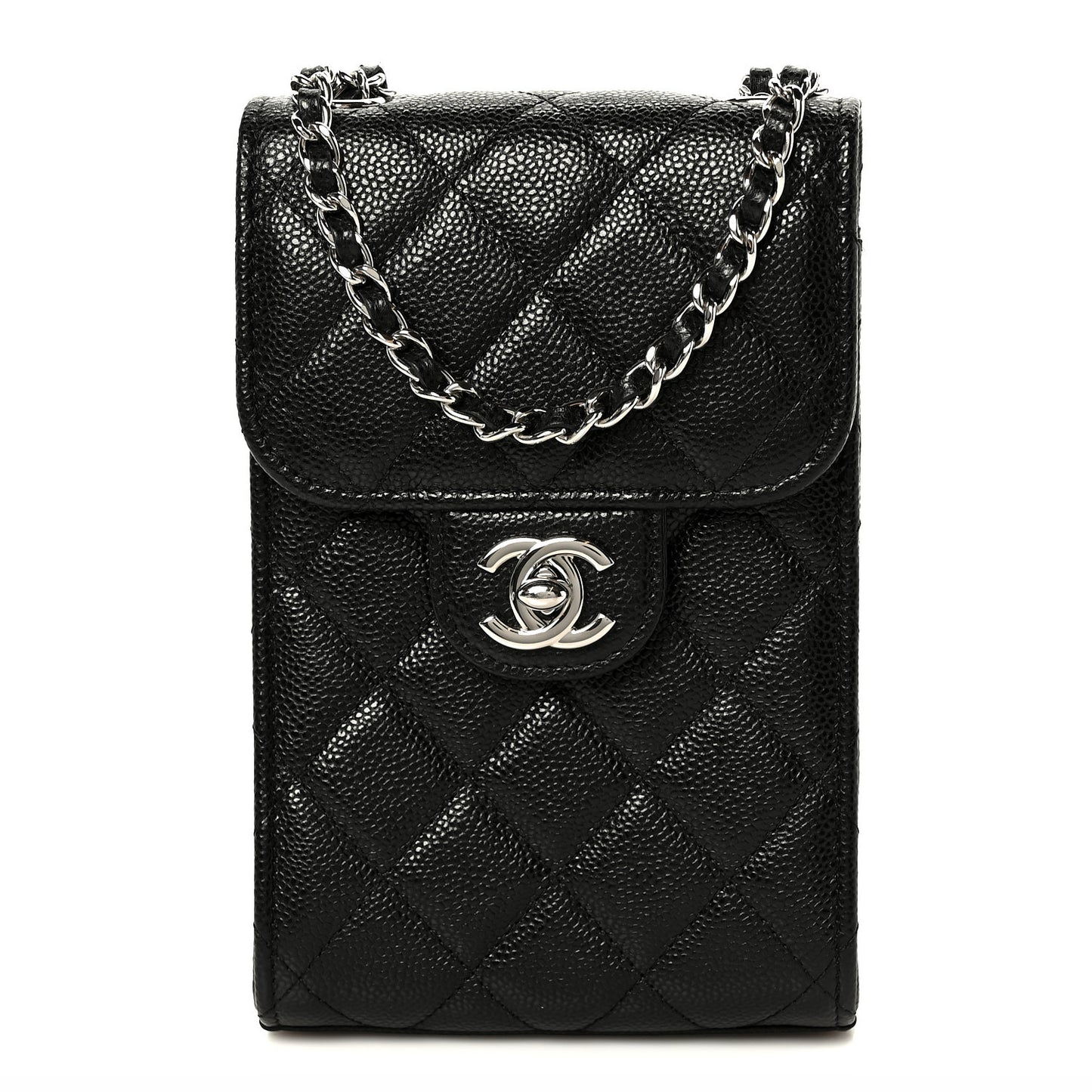 Caviar Quilted Classic Phone Holder Black