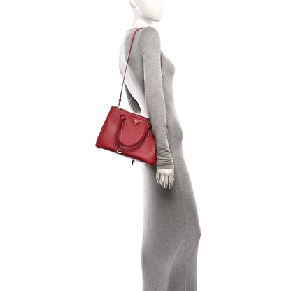 Prada Saffiano Small Galleria Double Zip Tote Fuoco 2 of 10