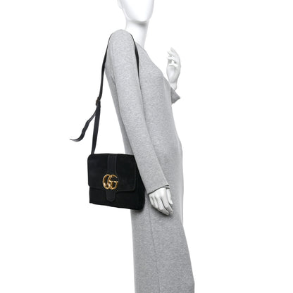 Gucci Suede Medium Arli Flap Shoulder Bag Black 2 of 10