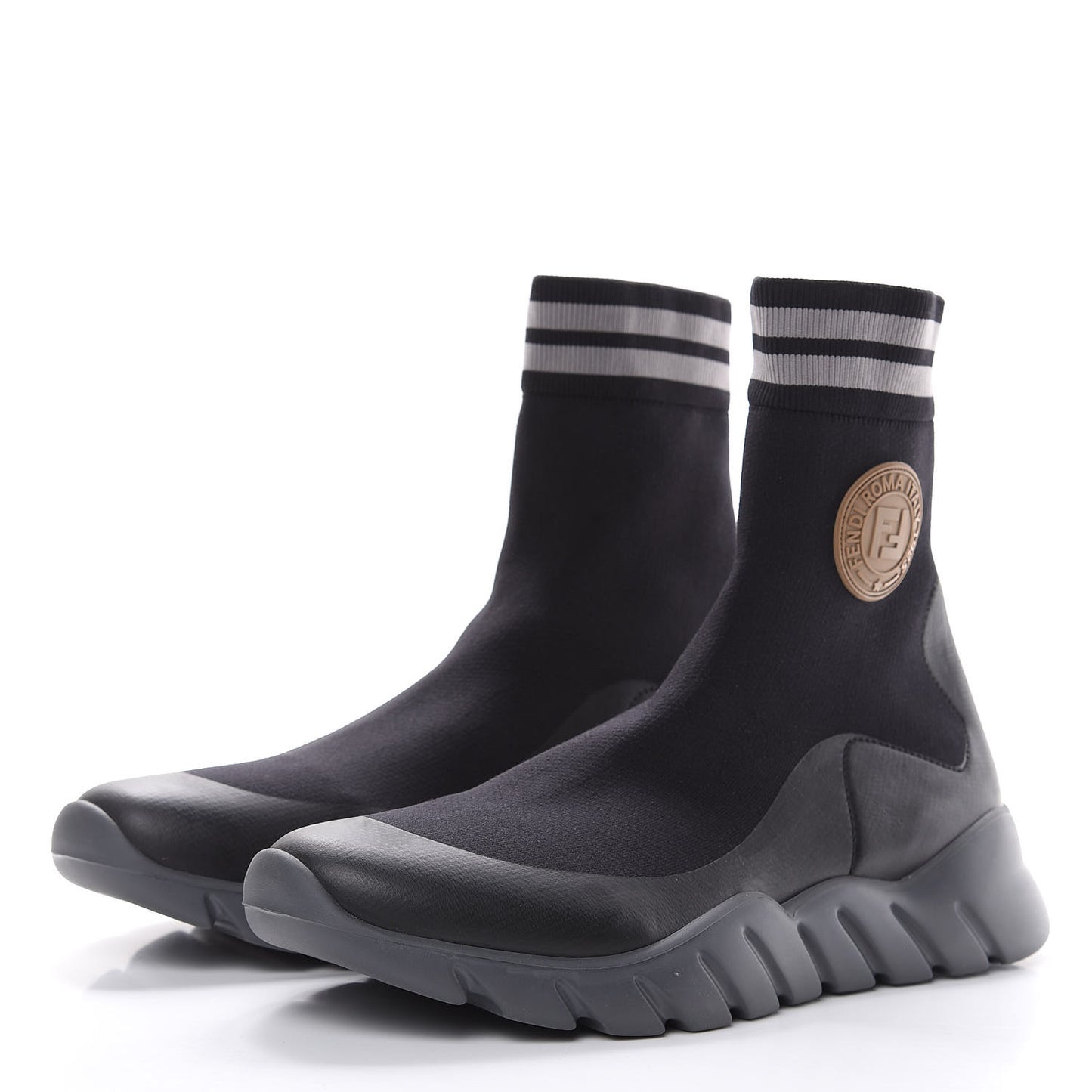 Jersey Striped Mens High Top Sock Sneakers 9 Black