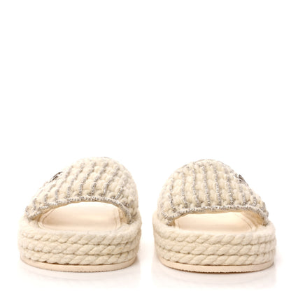Chanel Braided Knit CC Mules 39 Ecru 2 of 8