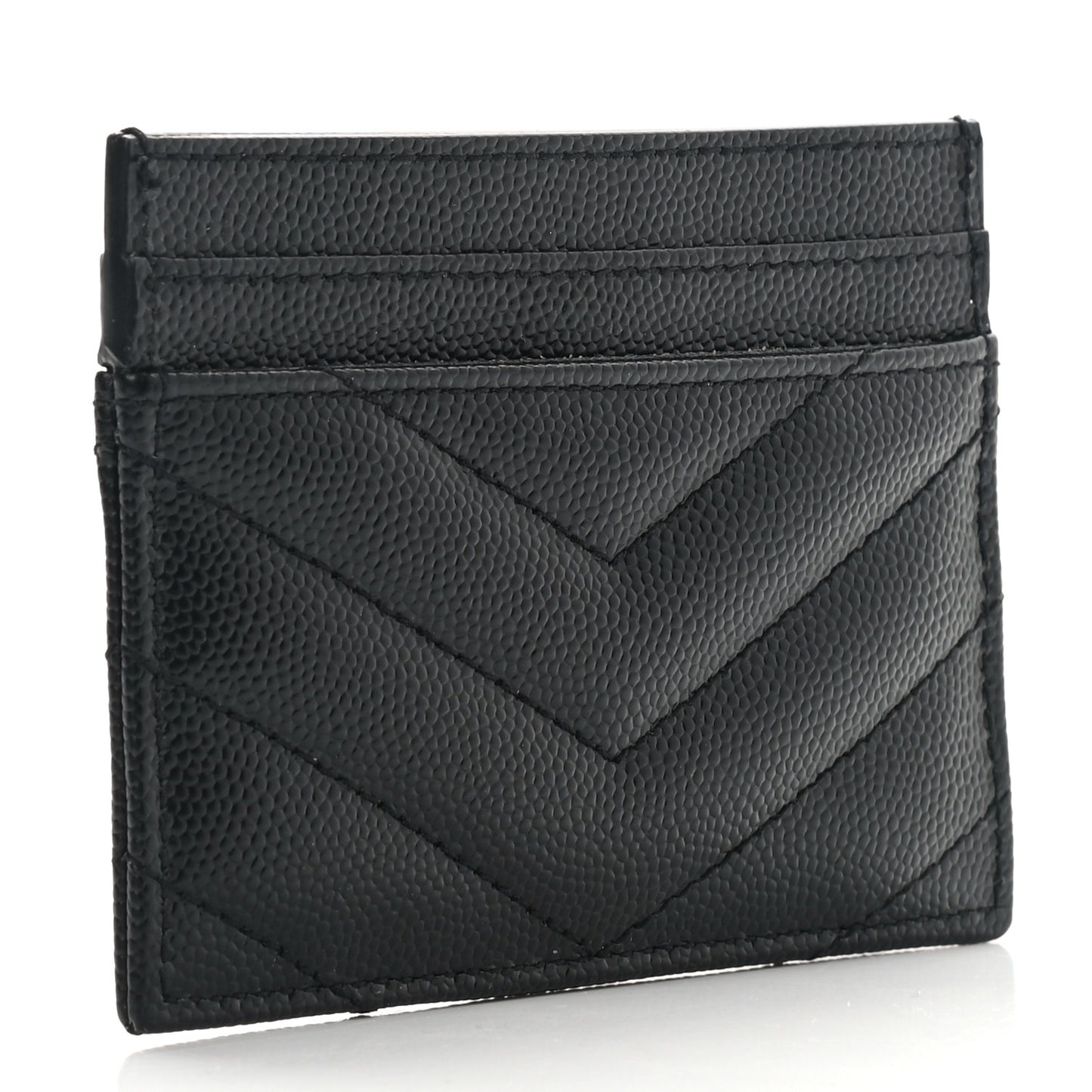 Grain De Poudre Matelasse Chevron Monogram Credit Card Case Black
