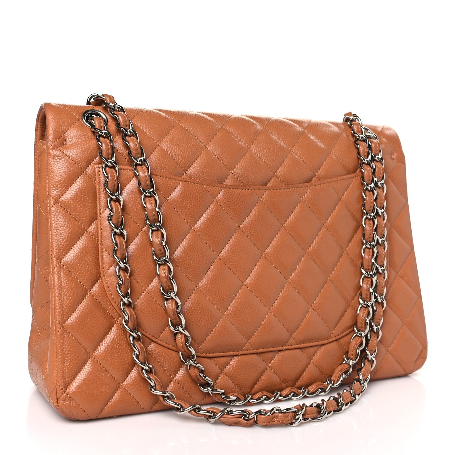 Chanel Caviar Quilted Maxi Double Flap Light Brown 3 of 11
