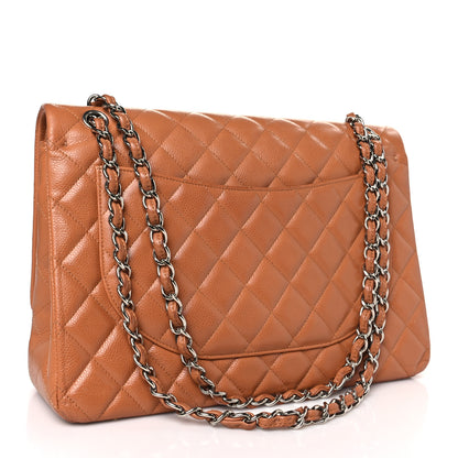 Chanel Caviar Quilted Maxi Double Flap Light Brown 3 of 11
