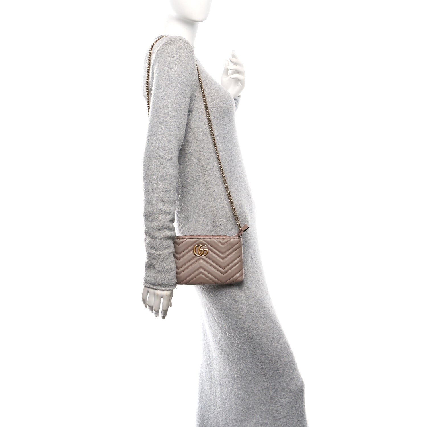 Gucci Calfskin Matelasse Mini GG Marmont Chain Bag Porcelain Rose 2 of 10